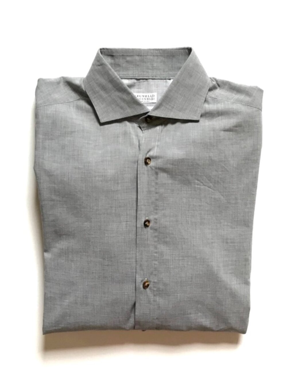 Brunello Cucinelli Basic Fit Button Down Shirt Mens Large Gray Long Sleeve
